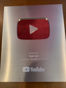Presented to CppCon For passing 100,000 subscribers